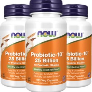 NOW Foods Probiotic-10 25 Billion, 100 Count (Pack of 3)
